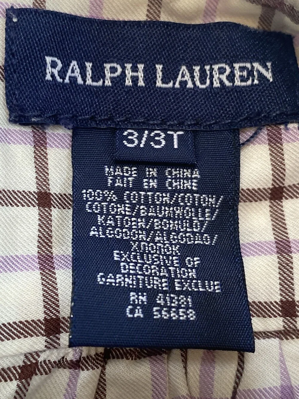 Ralph Lauren Purple Plaid Belted Dress Girls 3T